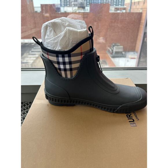 Burberry Women's Flinton Checked Rubber Rain Boots - Picture 2 of 2